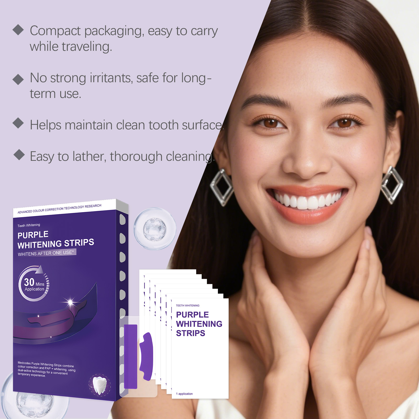 Purple Teeth Whitening Strips  - đánh giá và giá Teeth Whitening Quick