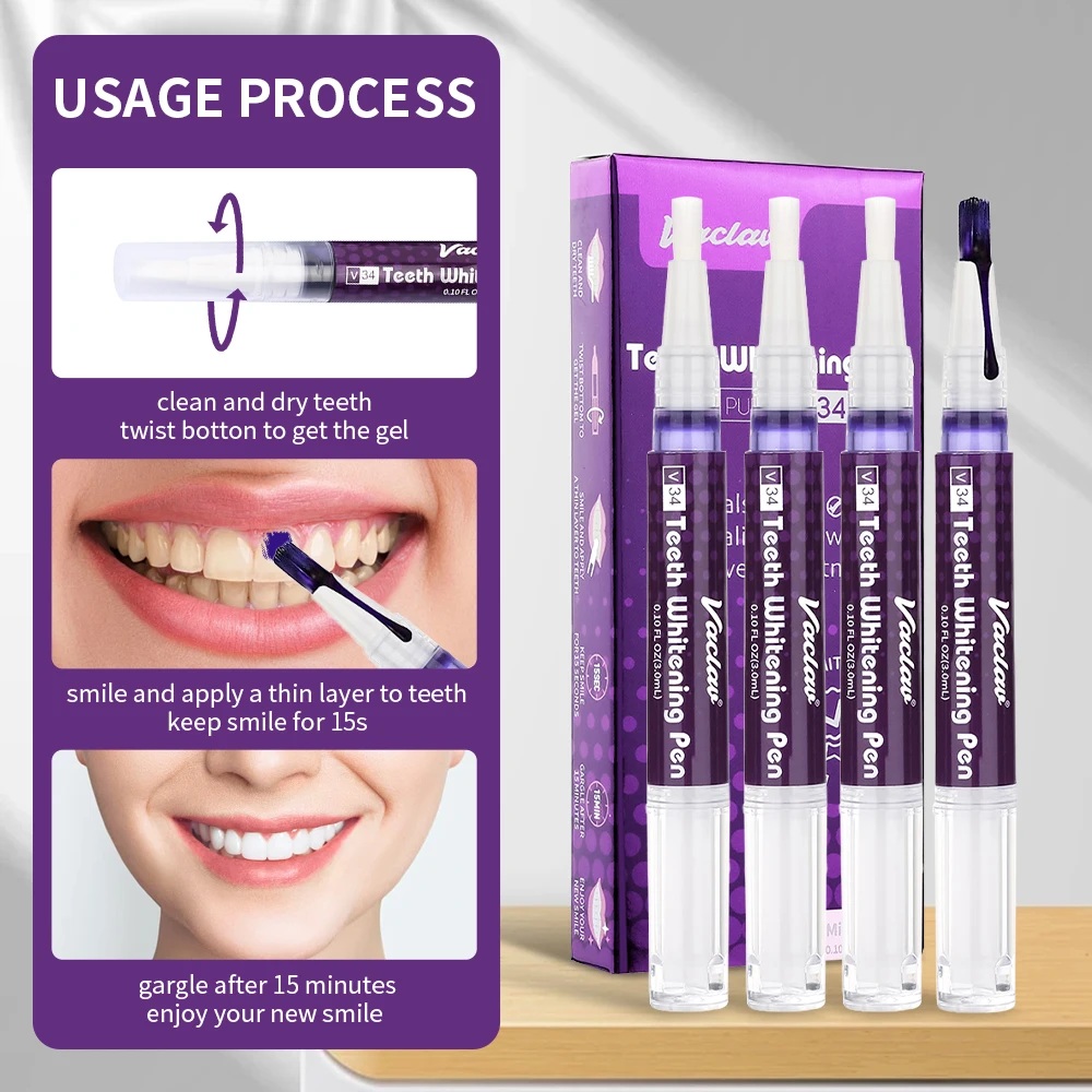 Vaclav V34 Purple teeth whiten - đánh giá và giá Teeth Whitening With Hydrogen Peroxide